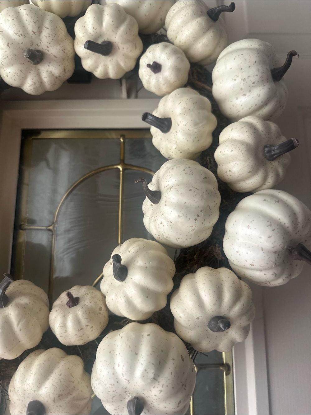 White Pumpkin Wreath Holiday Door Decor - Picture 3 of 3